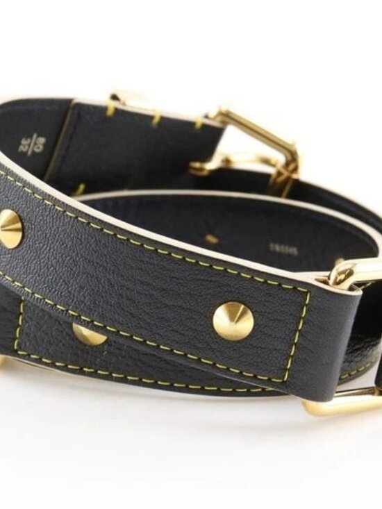 LOUIS VUITTON Ceinture Suhari belt M6869W Studs Noir black leather mens main image 6